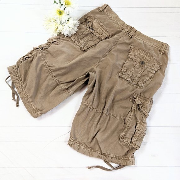 PaperDenim&Cloth Brown Drawstring Leg Cargo Shorts - Picture 7 of 8